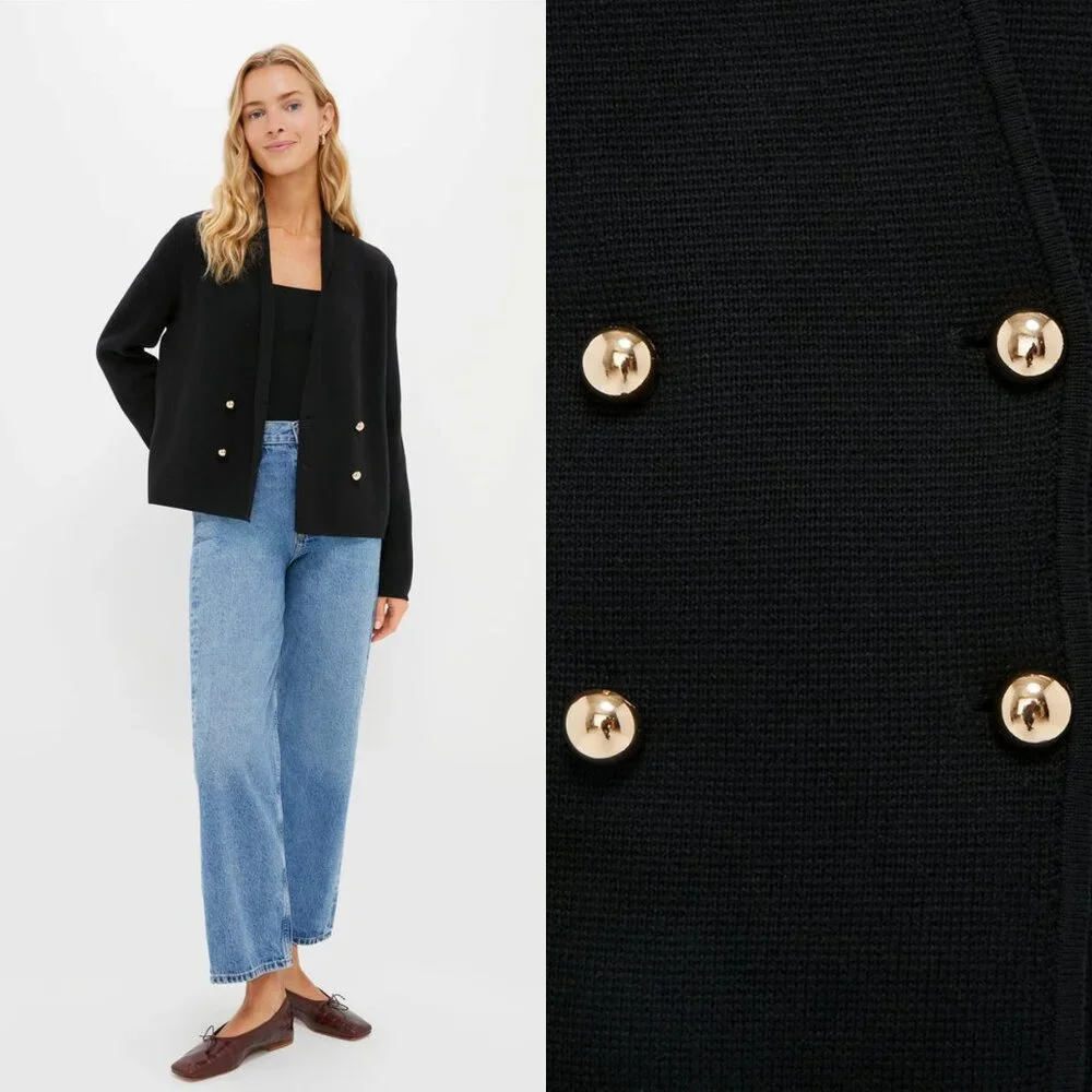 Tuckernuck Black Cassandra Sweater – Size L NWT – Classic Button Front Cardigan - Picture 3 of 9